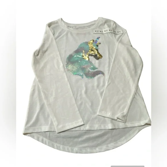 Cat & Jill White Unicorn Long Sleeves Size 8 (Medium) Top BNWT - Picture 2 of 4